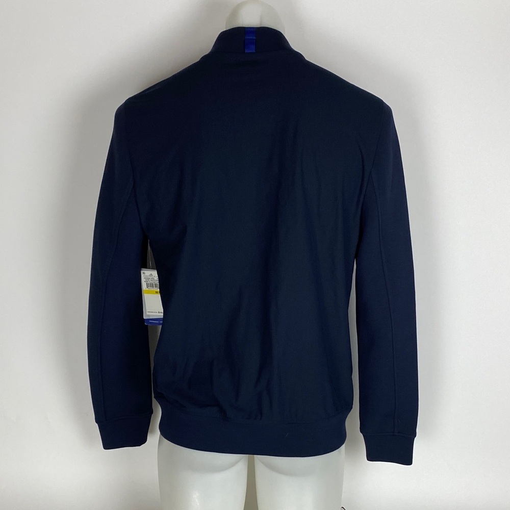 New Perry Ellis Mens Dark Sapphire Blue Motion Snap Bomber Jacket SZ M - Picture 3 of 8
